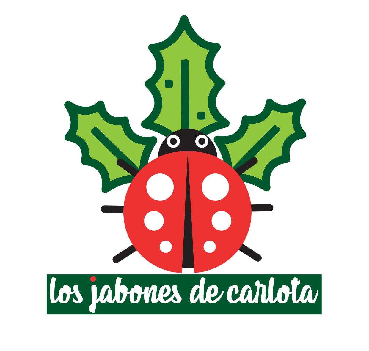 Logotipo de Los Jabones de Carlota: Una mariquita roja sobre una hoja de acebo.